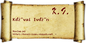 Kávai Iván névjegykártya